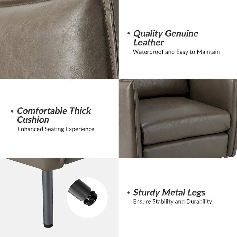 Fauteuil d'appoint Jaime en cuir végétalien moderne avec coussin amovible