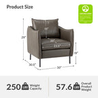 Fauteuil d'appoint Jaime en cuir végétalien moderne avec coussin amovible