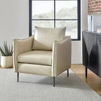 Fauteuil d'appoint Jaime en cuir végétalien moderne avec coussin amovible