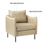 Fauteuil d'appoint Jaime en cuir végétalien moderne avec coussin amovible