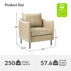 Fauteuil d'appoint Jaime en cuir végétalien moderne avec coussin amovible