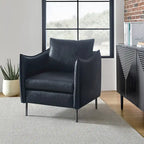 Fauteuil d'appoint Jaime en cuir végétalien moderne avec coussin amovible