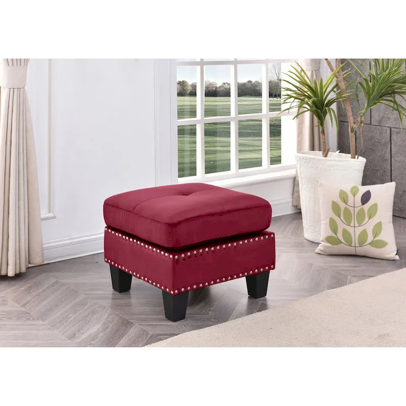 Ottoman en velours capitonné Meharrize