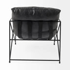 Fauteuil d'appoint Leonidas en similicuir noir avec cadre en métal noir