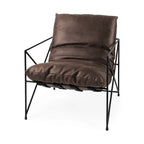 Fauteuil d'appoint Leonidas en similicuir noir avec cadre en métal noir