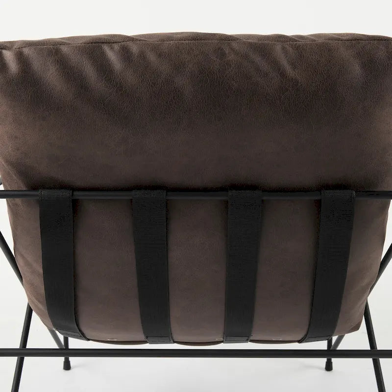 Fauteuil d'appoint Leonidas en similicuir noir avec cadre en métal noir