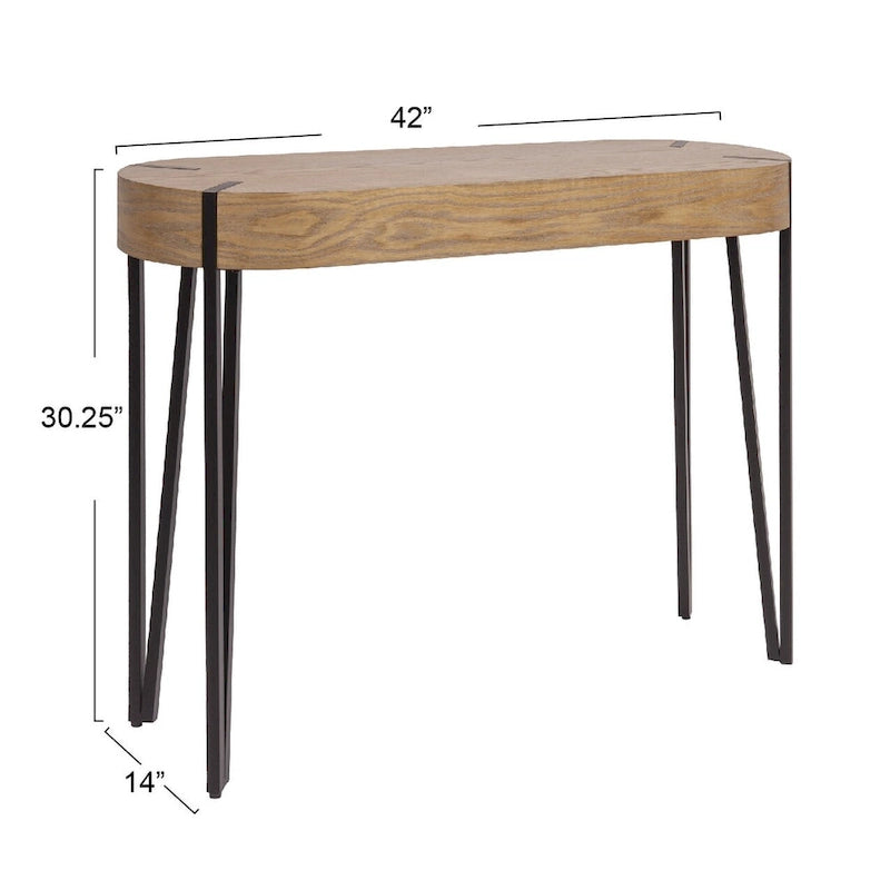 Console en bois Astoria avec pieds en épingle à cheveux en métal - 42,0L x 14,0l x 30,3H