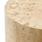Table basse ronde Penrod en loupe de bois de style mid-century