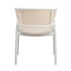 Chaise d'appoint Ervilla moderne et élégante avec dossier en rotin et pieds en acier blanc pour salle à manger et cuisine