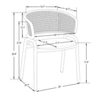 Chaise d'appoint Ervilla moderne et élégante avec dossier en rotin et pieds en acier blanc pour salle à manger et cuisine