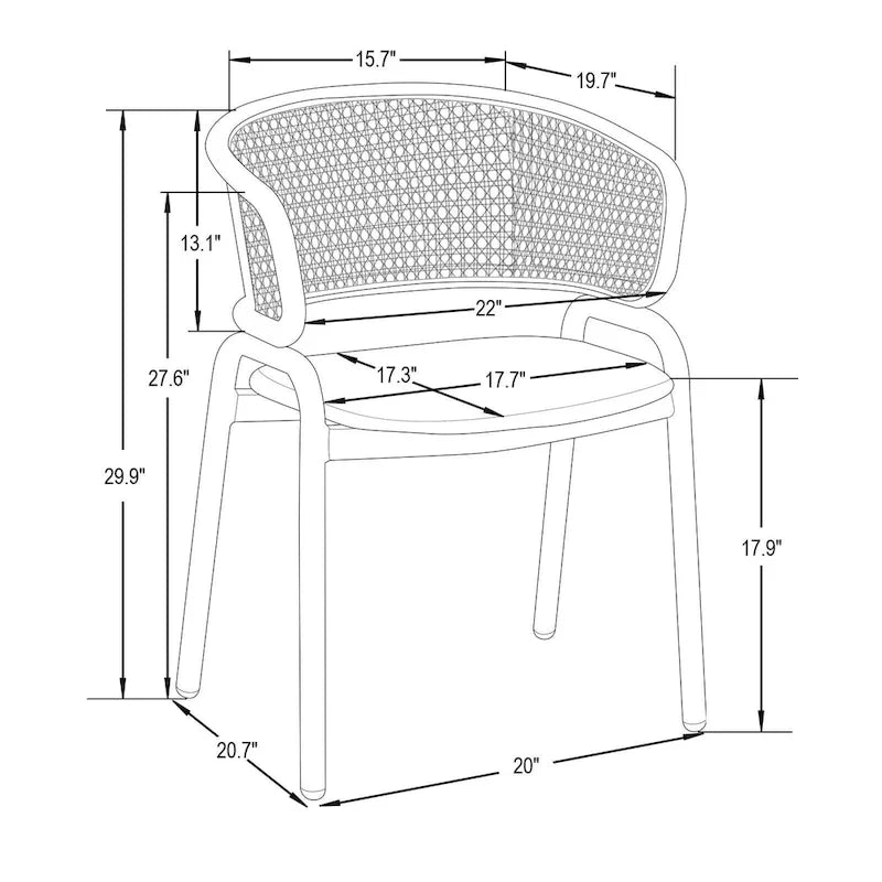 Chaise d'appoint Ervilla moderne et élégante avec dossier en rotin et pieds en acier blanc pour salle à manger et cuisine