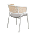 Chaise d'appoint Ervilla moderne et élégante avec dossier en rotin et pieds en acier blanc pour salle à manger et cuisine