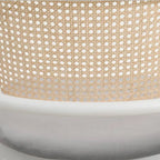 Chaise d'appoint Ervilla moderne et élégante avec dossier en rotin et pieds en acier blanc pour salle à manger et cuisine