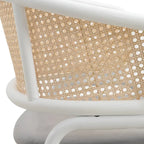 Chaise d'appoint Ervilla moderne et élégante avec dossier en rotin et pieds en acier blanc pour salle à manger et cuisine