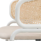 Chaise d'appoint Ervilla moderne et élégante avec dossier en rotin et pieds en acier blanc pour salle à manger et cuisine