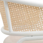 Chaise d'appoint Ervilla moderne et élégante avec dossier en rotin et pieds en acier blanc pour salle à manger et cuisine