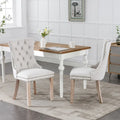 Chaise de salle à manger capitonnée en lin avec pieds en bois massif