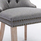 Chaise de salle à manger capitonnée en lin avec pieds en bois massif