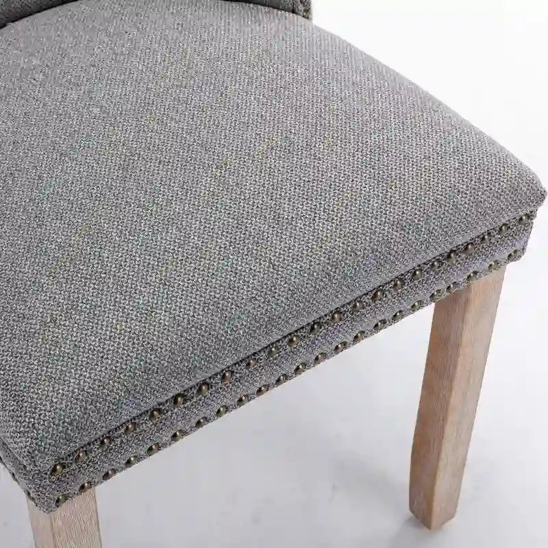 Chaise de salle à manger capitonnée en lin avec pieds en bois massif