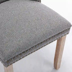 Chaise de salle à manger capitonnée en lin avec pieds en bois massif