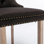 Chaise de salle à manger capitonnée en lin avec pieds en bois massif