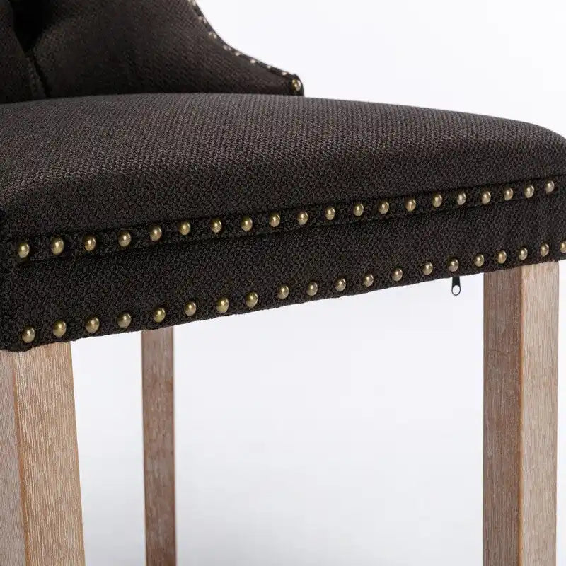 Chaise de salle à manger capitonnée en lin avec pieds en bois massif