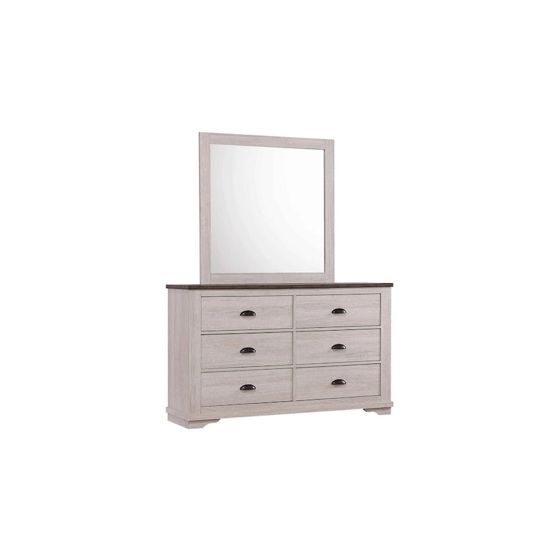 Chambre Marilynne 6, gris craie, en bois rustique avec lit traîneau
