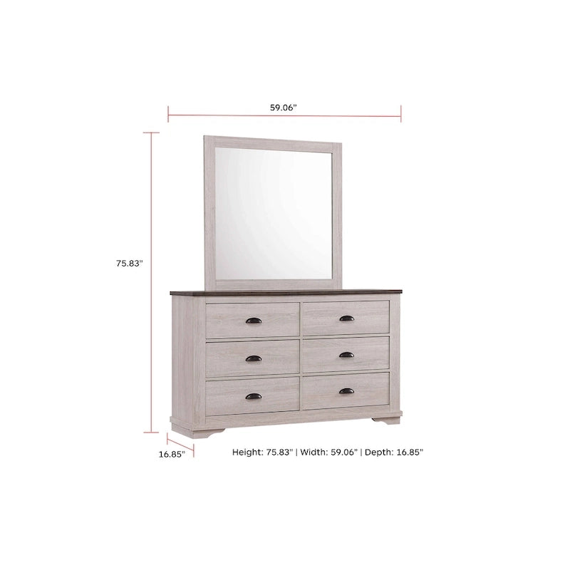 Chambre Marilynne 6, gris craie, en bois rustique avec lit traîneau