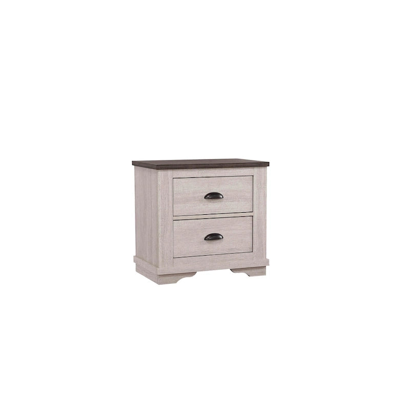 Chambre Marilynne 6, gris craie, en bois rustique avec lit traîneau