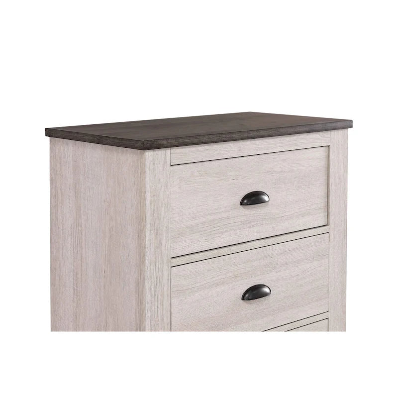 Chambre Marilynne 6, gris craie, en bois rustique avec lit traîneau