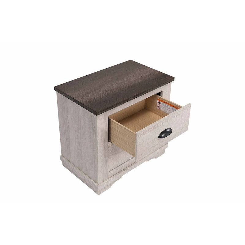 Chambre Marilynne 6, gris craie, en bois rustique avec lit traîneau