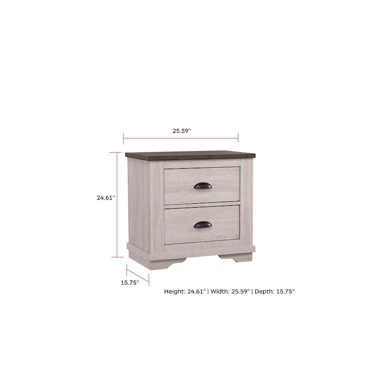 Chambre Marilynne 6, gris craie, en bois rustique avec lit traîneau