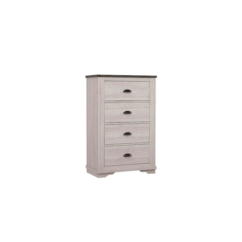 Chambre Marilynne 6, gris craie, en bois rustique avec lit traîneau