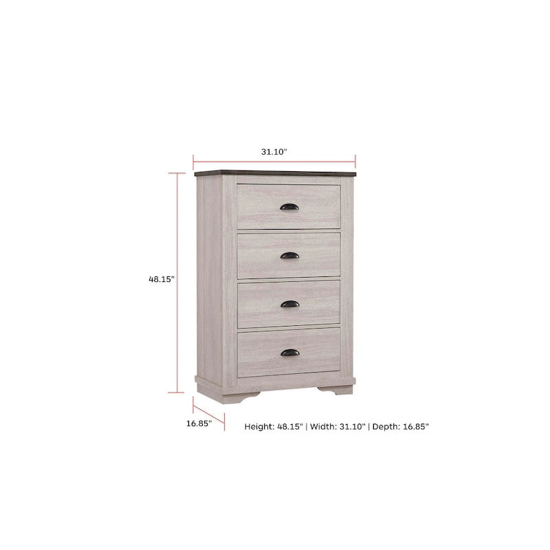 Chambre Marilynne 6, gris craie, en bois rustique avec lit traîneau