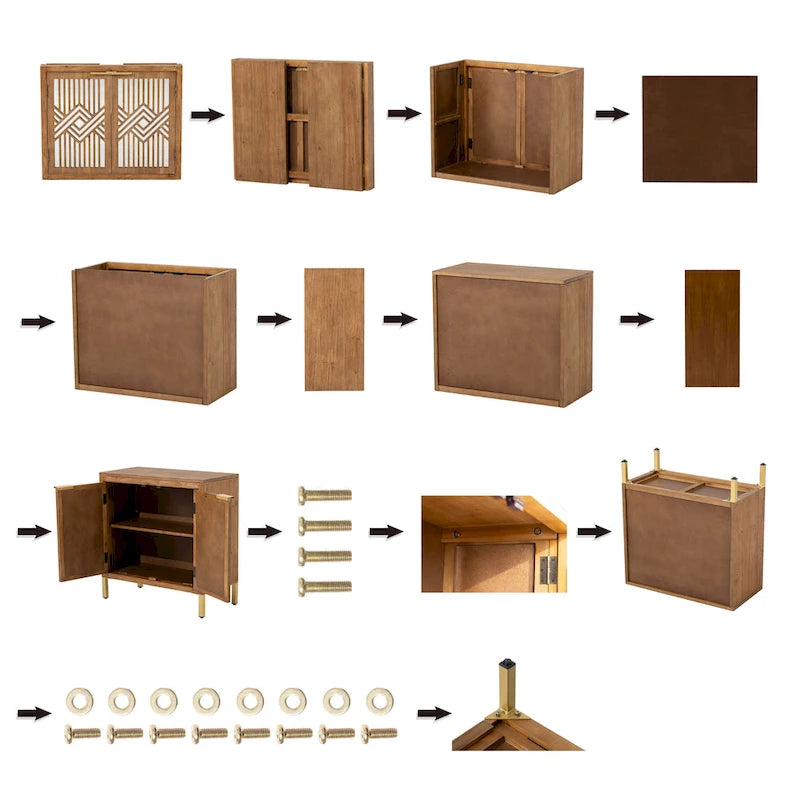 Buffet de rangement de style ferme, en bois avec 2 portes pour le salon, le couloir, la chambre à coucher et la salle à manger