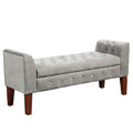 Banc de rangement façon causeuse en velours Arum gris tourterelle