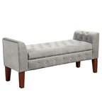Banc de rangement façon causeuse en velours Arum gris tourterelle