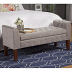 Banc de rangement façon causeuse en velours Arum gris tourterelle