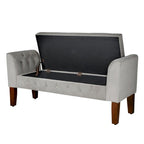 Banc de rangement façon causeuse en velours Arum gris tourterelle