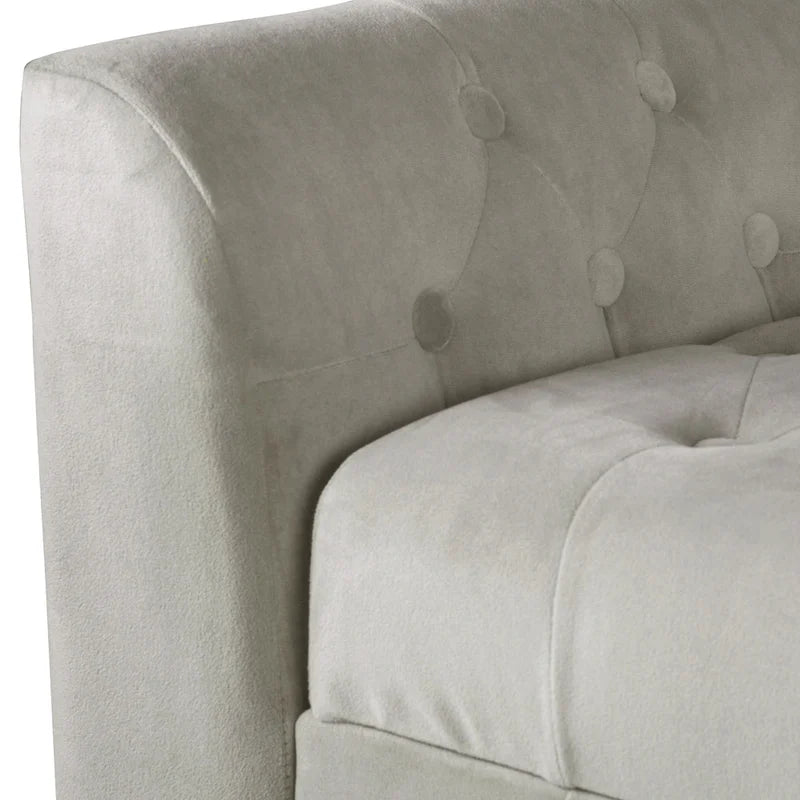 Banc de rangement façon causeuse en velours Arum gris tourterelle