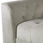 Banc de rangement façon causeuse en velours Arum gris tourterelle
