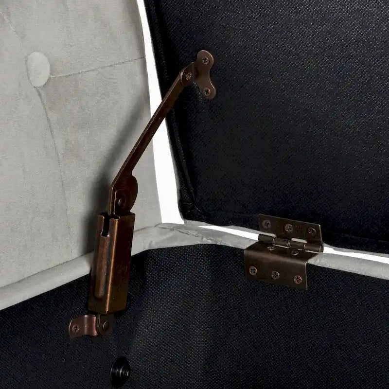 Banc de rangement façon causeuse en velours Arum gris tourterelle