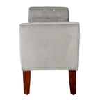 Banc de rangement façon causeuse en velours Arum gris tourterelle