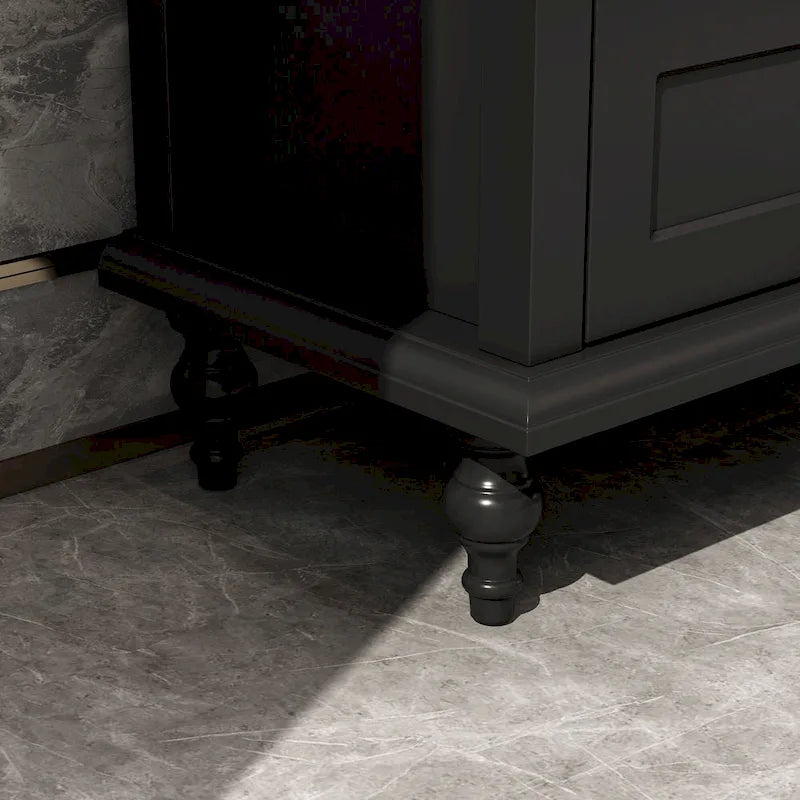 Meuble TV moderne blanc avec portes vitrées et tiroirs, console de divertissement