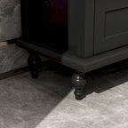 Meuble TV moderne blanc avec portes vitrées et tiroirs, console de divertissement