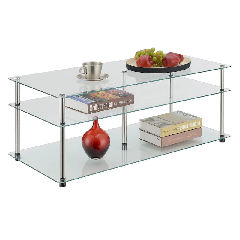 Table basse à 3 niveaux en verre Classic Designs2Go de Convenience Concepts