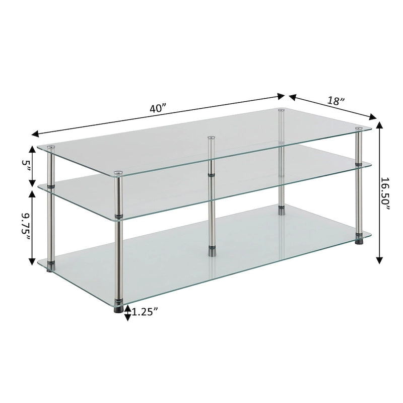 Table basse à 3 niveaux en verre Classic Designs2Go de Convenience Concepts