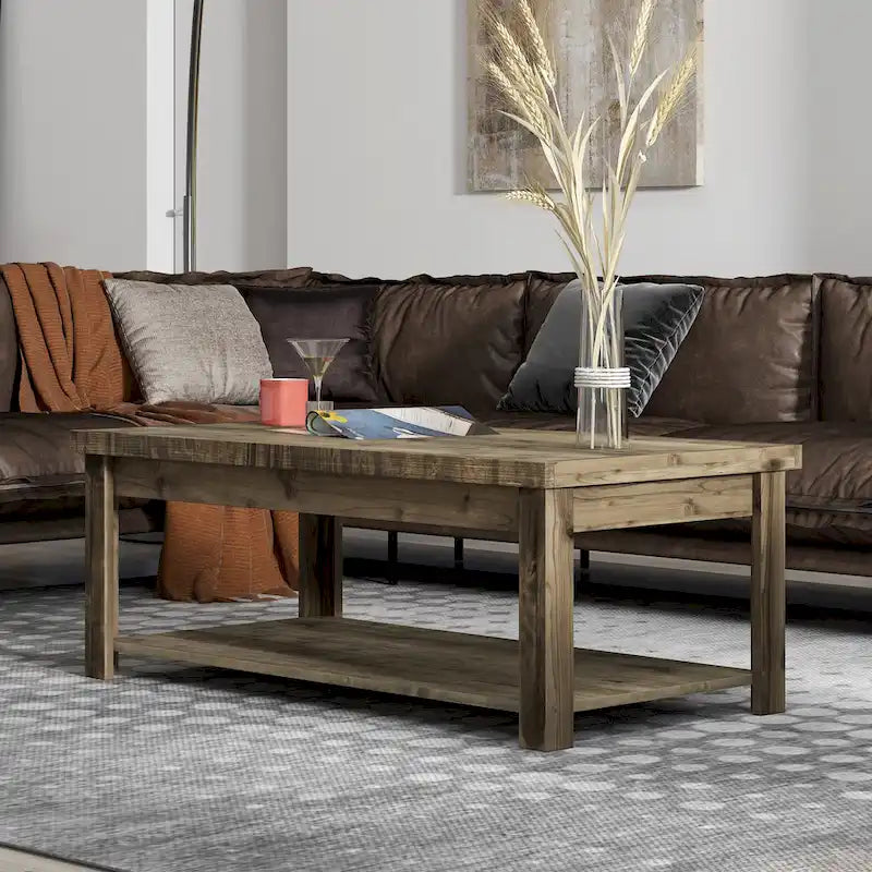 Table basse Joshua Creek 48 po, Aucun assemblage requis, Fini bois de grange