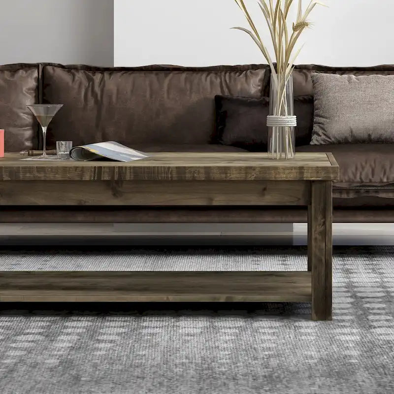 Table basse Joshua Creek 48 po, Aucun assemblage requis, Fini bois de grange