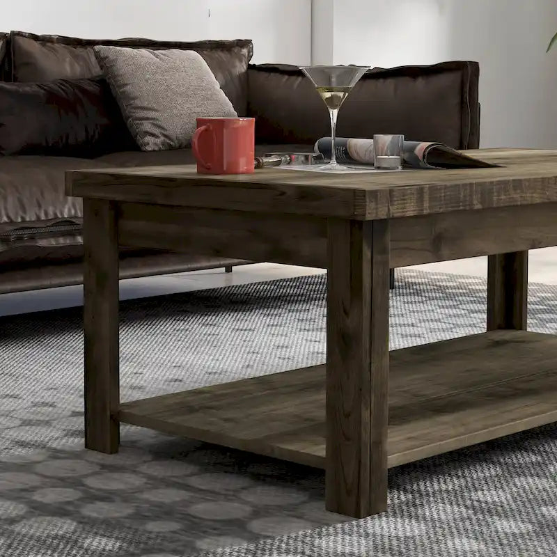Table basse Joshua Creek 48 po, Aucun assemblage requis, Fini bois de grange